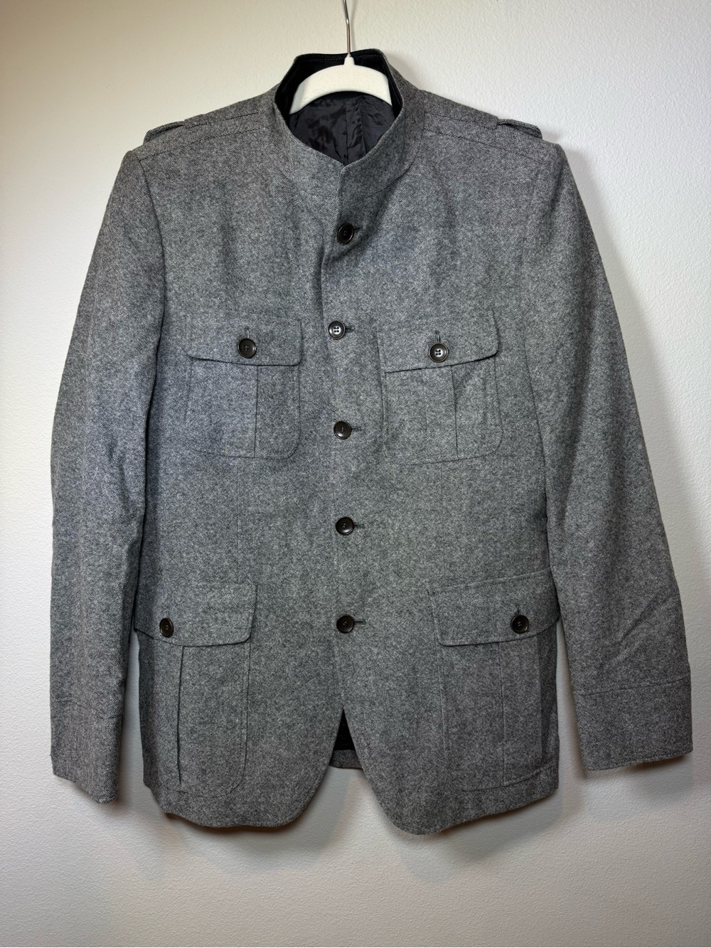 Zara Gray Military-Style Field Jacket sz M
